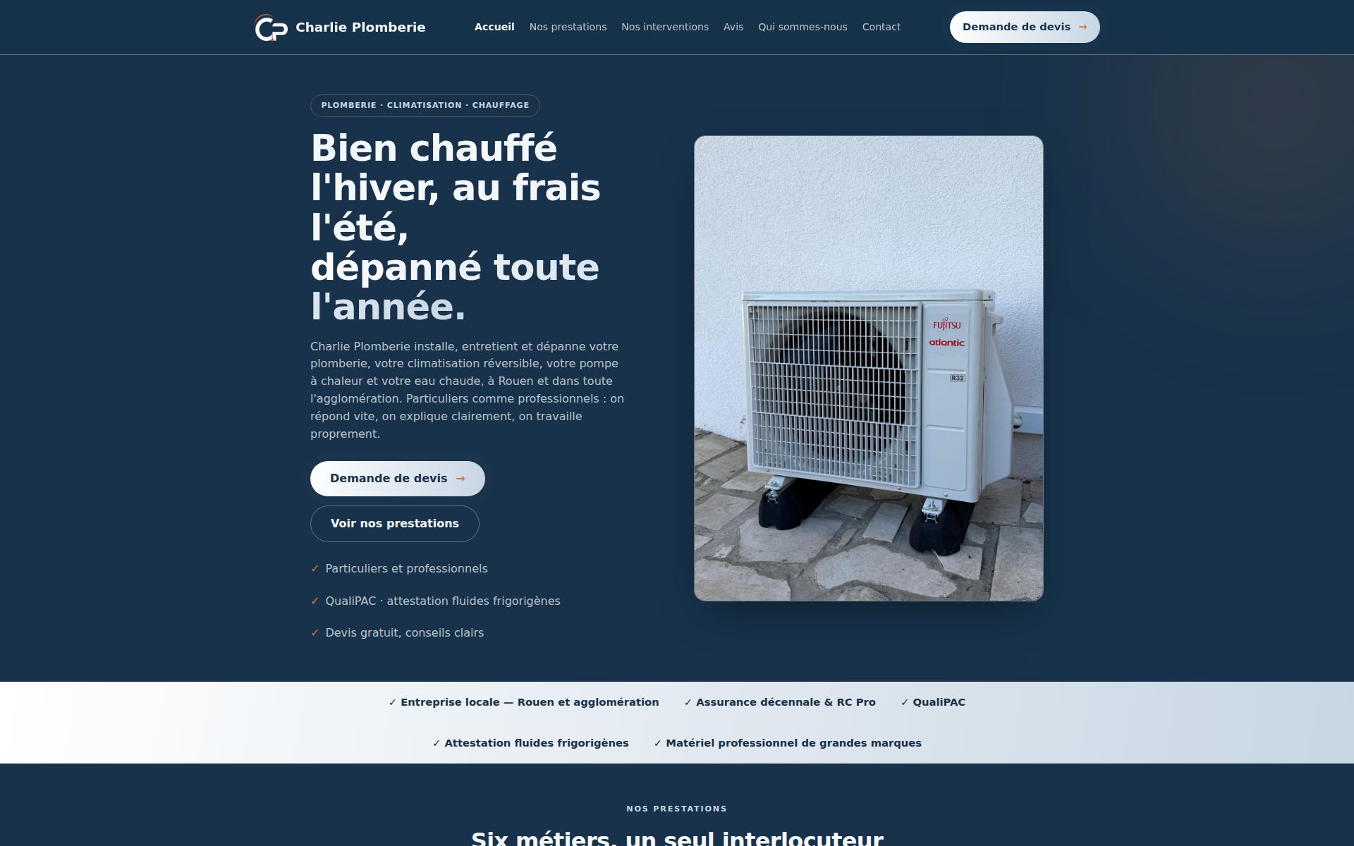 charlieplomberie.fr, a real site built by Clearseen