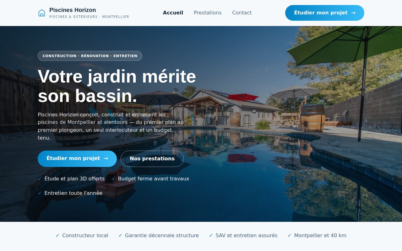 Demo site Piscines Horizon, pools and outdoor spaces in Montpellier